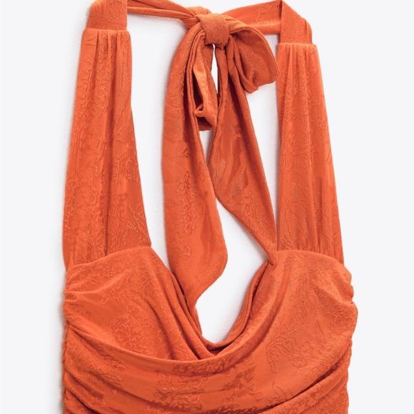 NWT ZARA DRAPED JACQUARD DRESS - Picture 7 of 10